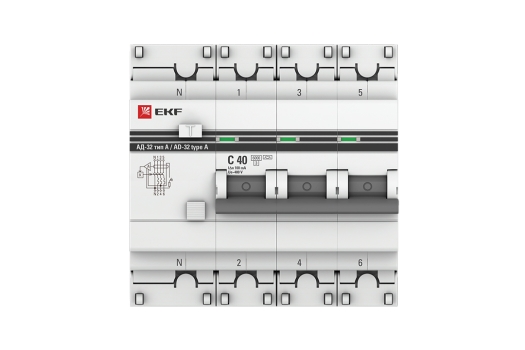 Дифференциальный автомат АД-32 3P+N 40А/100мА (хар. C, A, электронный, защита 270В) 6кА EKF PROxima