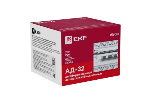 Дифференциальный автомат АД-32 3P+N 20А/100мА (тип АC) 4,5кА EKF PROxima