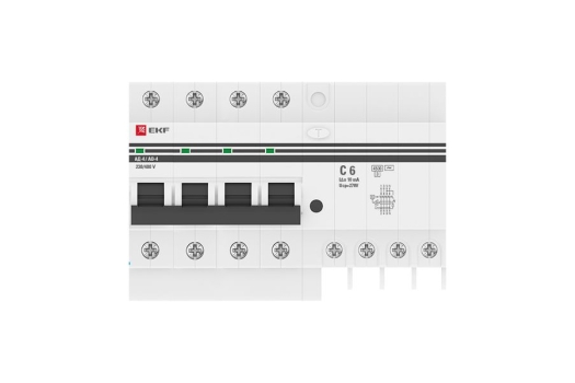 Дифференциальный автомат АД-4 6А/10мА (х-ка C, АС, электронный) 4,5кА EKF PROxima