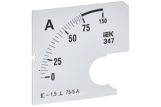 Шкала сменная для амперметра Э47 75/5А класс точности 1,5 72х72мм IEK
