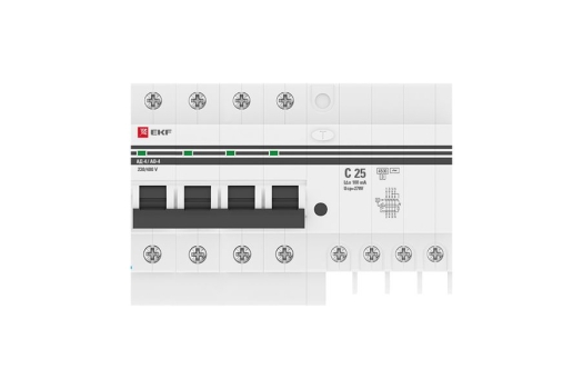 Дифференциальный автомат АД-4 25А/100мА (хар. C, AC, электронный) 4,5кА EKF PROxima
