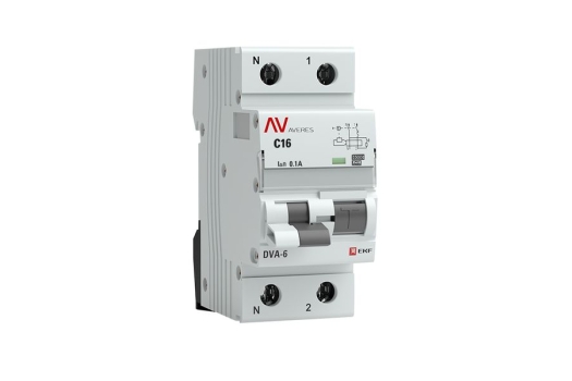 Дифференциальный автомат DVA-6 1P+N 16А (C) 100мА (A) 6кА EKF AVERES