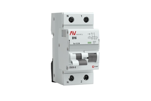 Дифференциальный автомат DVA-6 1P+N 16А (D) 100мА (AC) 6кА EKF AVERES