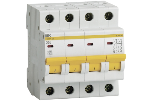 KARAT Автоматический выключатель ВА47-29 4P D 63А 4,5кА IEK