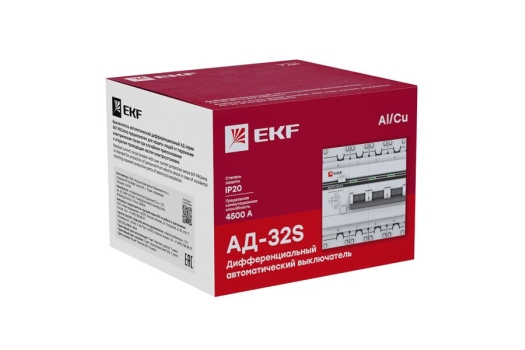 Дифференциальный автомат АД-32 (селективный) 3P+N 50А/100мА EKF PROxima