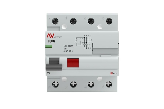 Устройство защитного отключения DV 4P 100А/ 30мА (A) EKF AVERES