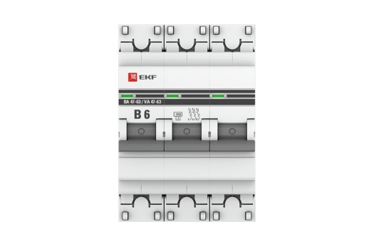 Автоматический выключатель 3P 6А (В) 4,5kA ВА 47-63 EKF PROxima