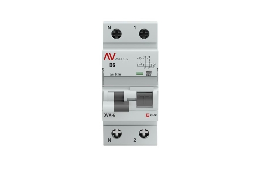 Дифференциальный автомат DVA-6 1P+N 6А (D) 100мА (A) 6кА EKF AVERES