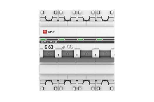 Автоматический выключатель 4P 63А (C) 4,5kA ВА 47-63 EKF PROxima