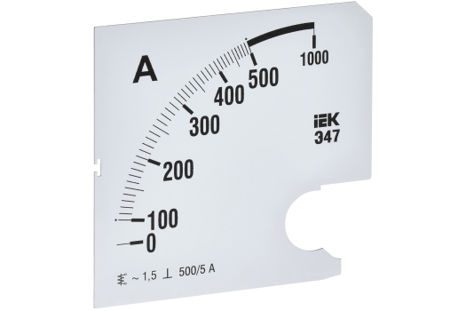 Шкала сменная для амперметра Э47 500/5А класс точности 1,5 96х96мм IEK