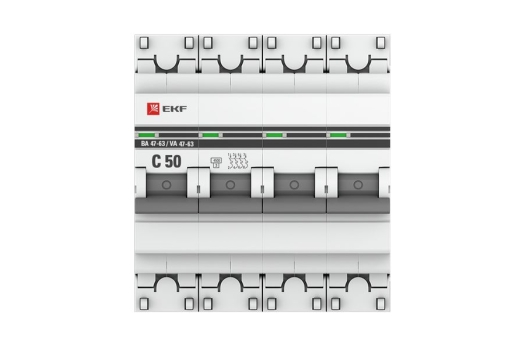 Автоматический выключатель 4P 50А (C) 4,5kA ВА 47-63 EKF PROxima
