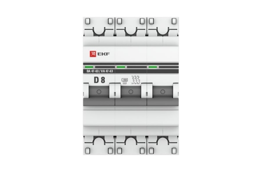 Автоматический выключатель 3P 8А (D) 4,5kA ВА 47-63 EKF PROxima