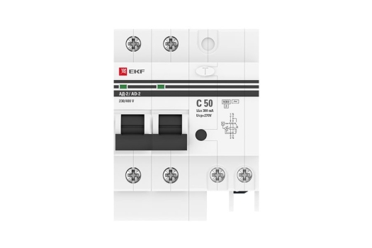 Дифференциальный автомат АД-2 50А/300мА (хар. C, AC, электронный) 6кА EKF PROxima