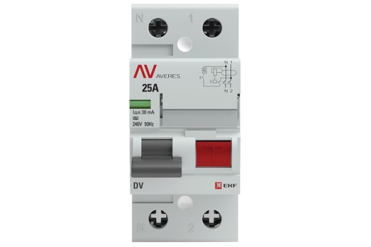 Устройство защитного отключения DV 2P 25А/ 30мА (A) EKF AVERES