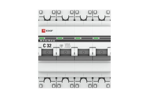 Автоматический выключатель 4P 32А (C) 4,5kA ВА 47-63 EKF PROxima